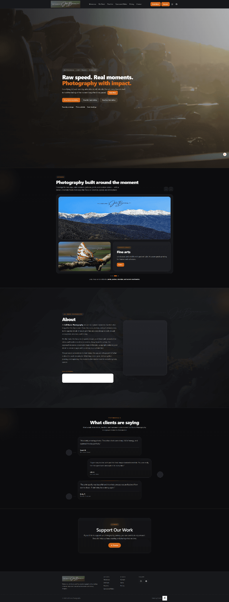 Full homepage for Juli Burns Photography
